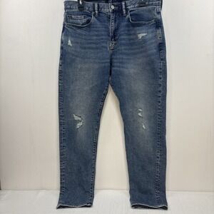 GAP Denim Men's Slim Taper Size 33x32 Distressed Medium Wash Jeans‎ EUC